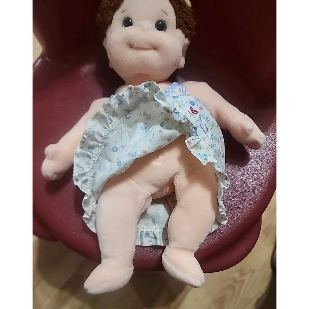 Curly Ty Real Babydoll Beanie Baby Vintage Retired 2000, Ty Gear Dress, Toy Doll